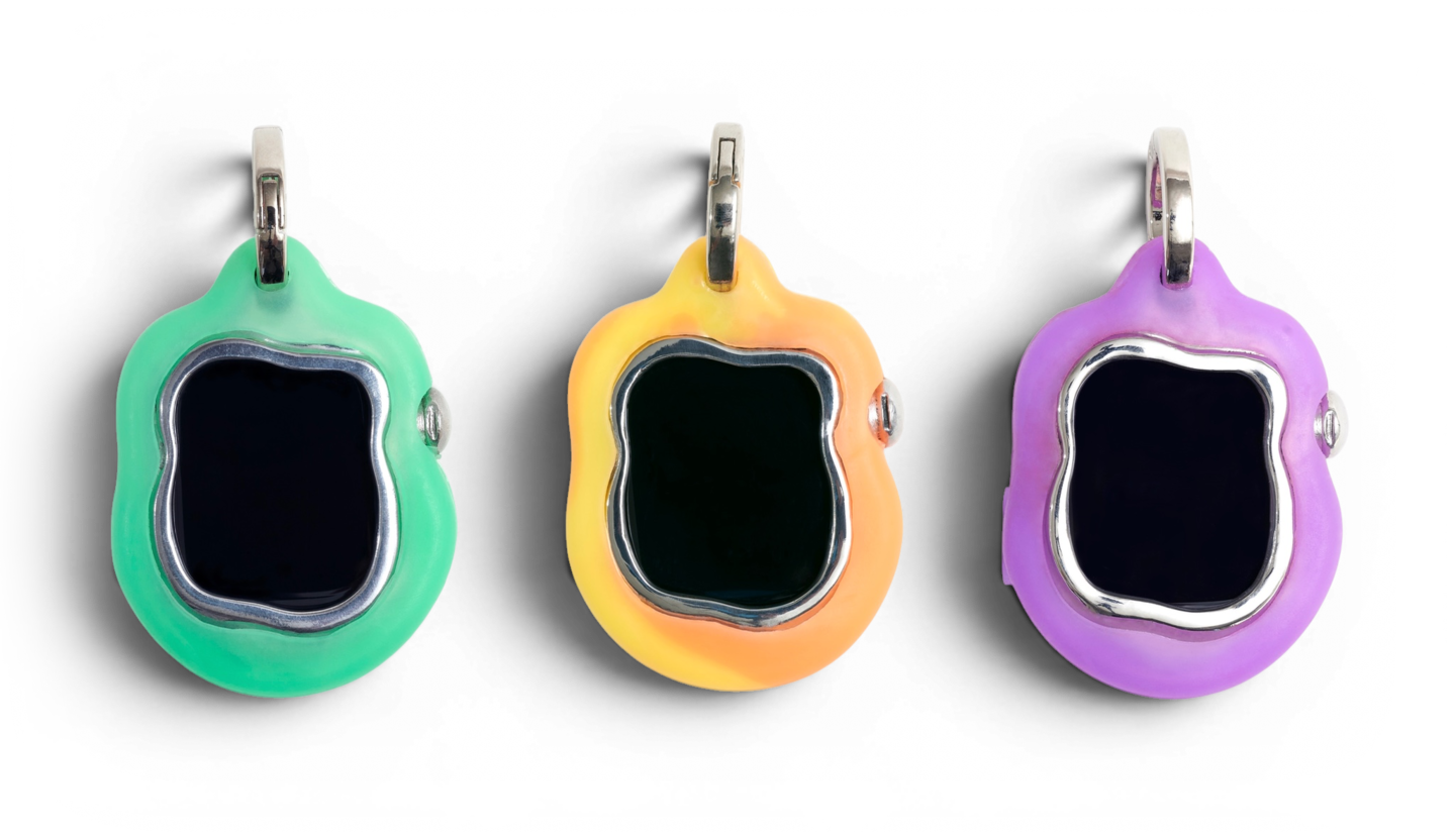 Green, orange, and purple Amoeba One — more colors planned for Kickstarter